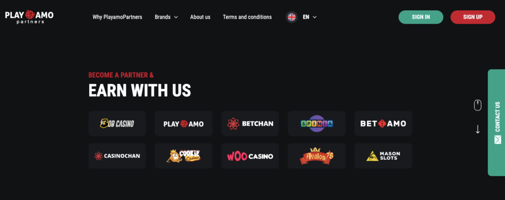 playamo partners homepage